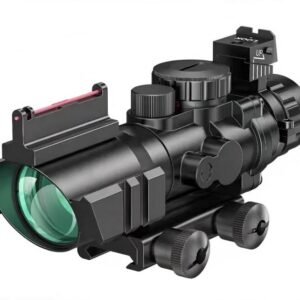Prism 4x32 Red/Green/Blue Triple Illuminated Rapid Range Reticle Rifle Scope W/Top Fiber Optic Sight and Weaver Slots